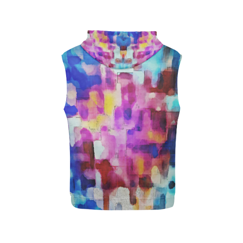 Blue pink watercolors All Over Print Sleeveless Hoodie for Women (Model H15)