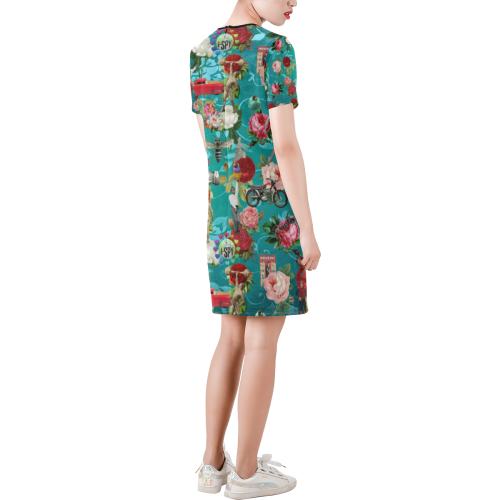 Hello Boys Short-Sleeve Round Neck A-Line Dress (Model D47)