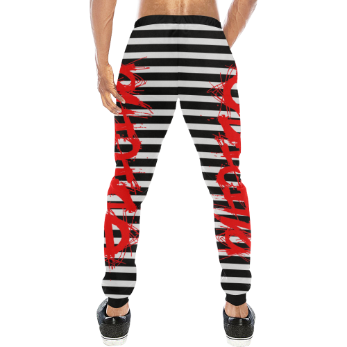 anti gods suicide CUT  logo RED stripe joggers Men's All Over Print Sweatpants (Model L11)