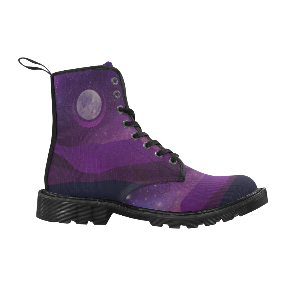Purple Moon Night Martin Boots for Women (Black) (Model 1203H)