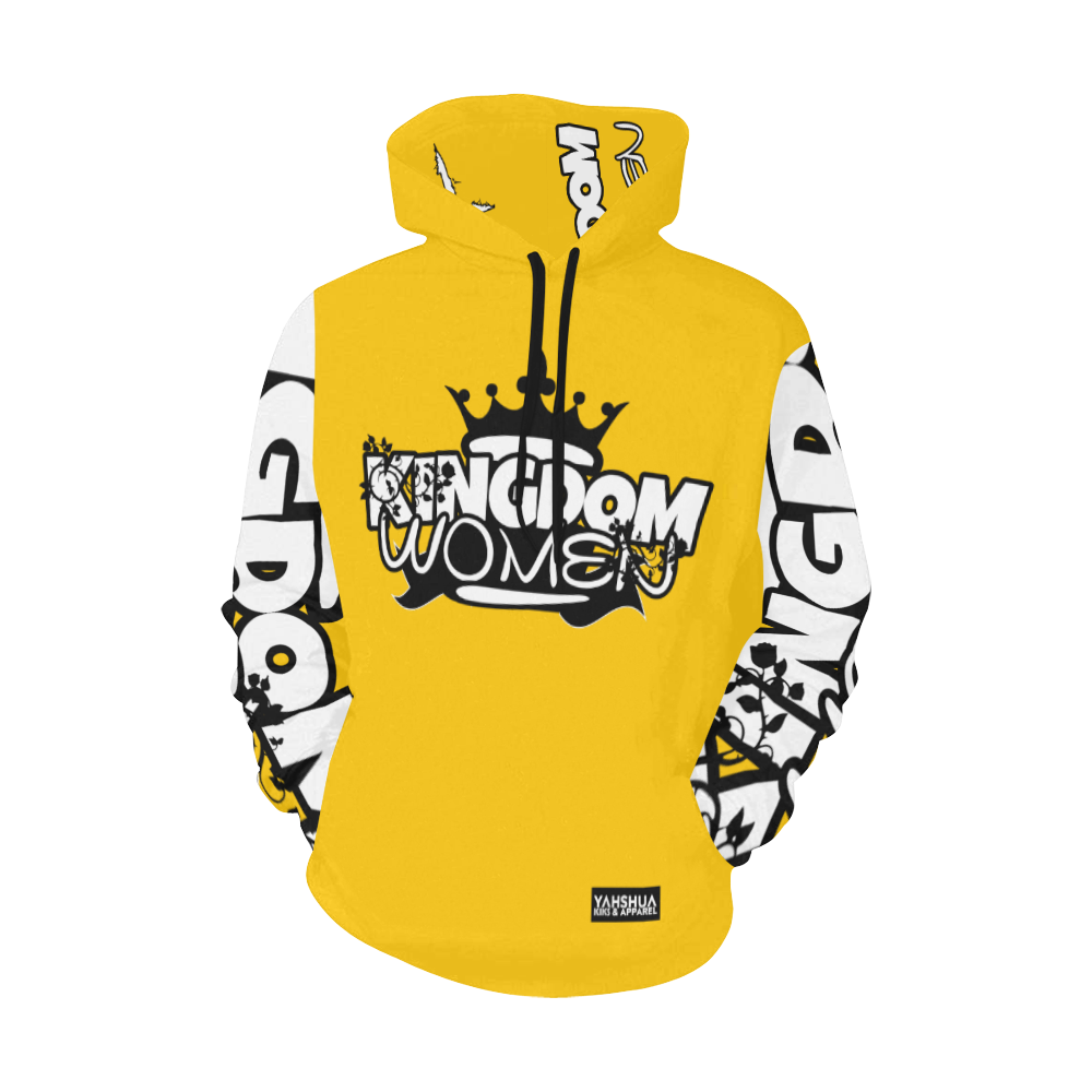 Yellow All Over Print Hoodie for Women (USA Size) (Model H13)