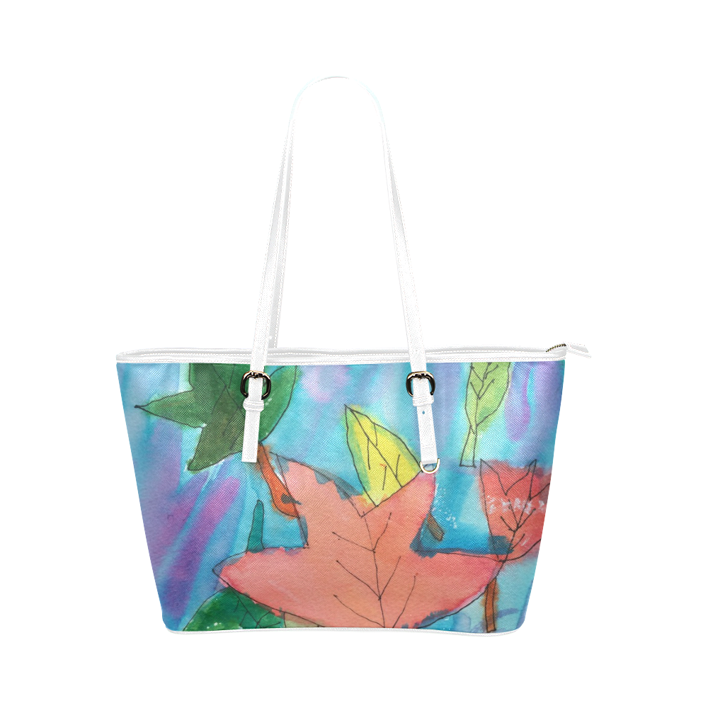 Playful Water Leather Tote Bag/Large (Model 1651)