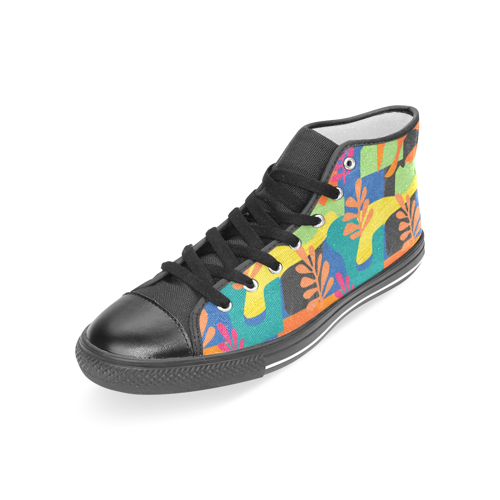 Abstract Nature Pattern Women's Classic High Top Canvas Shoes (Model 017)