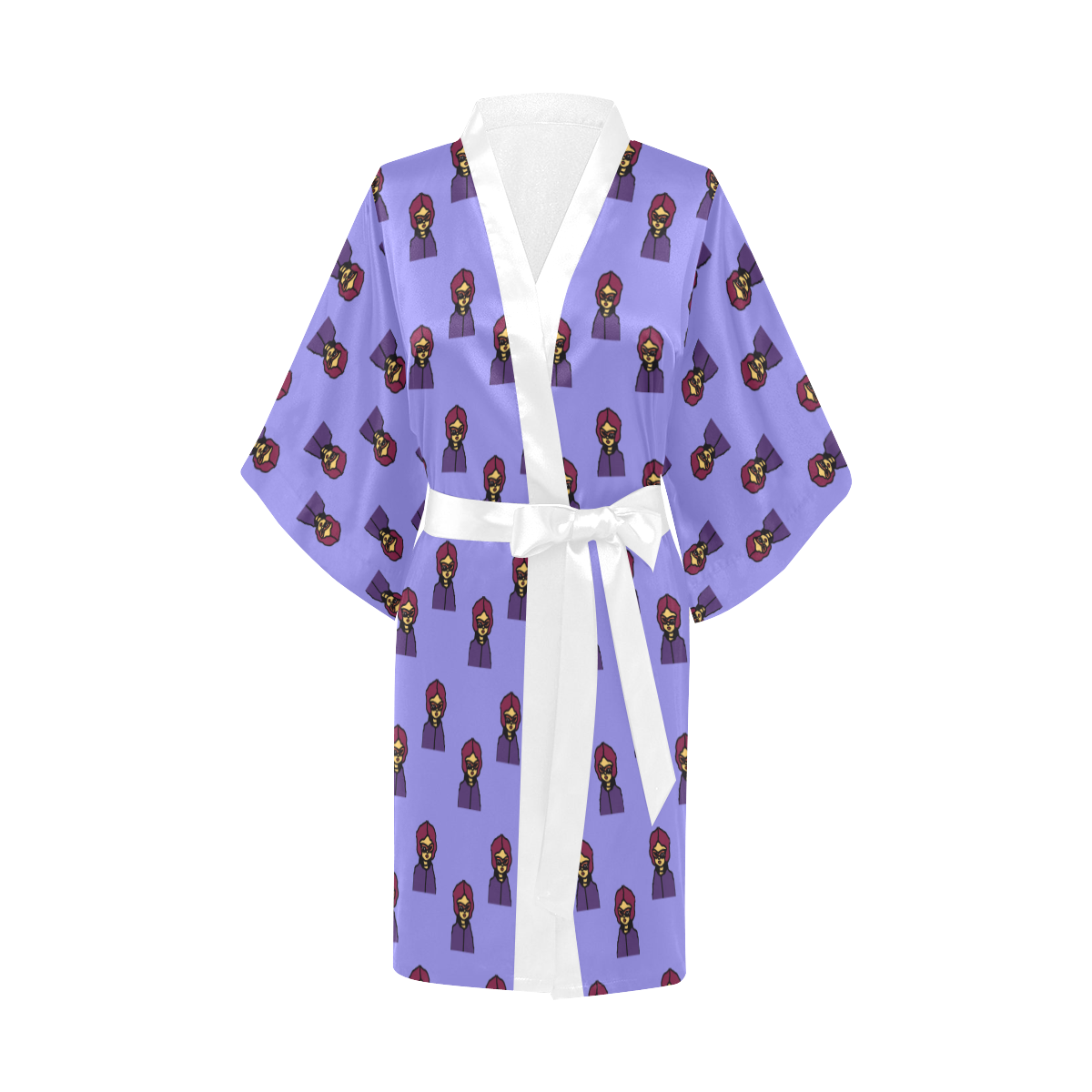 nerdy 60s  girl pattern purple Kimono Robe
