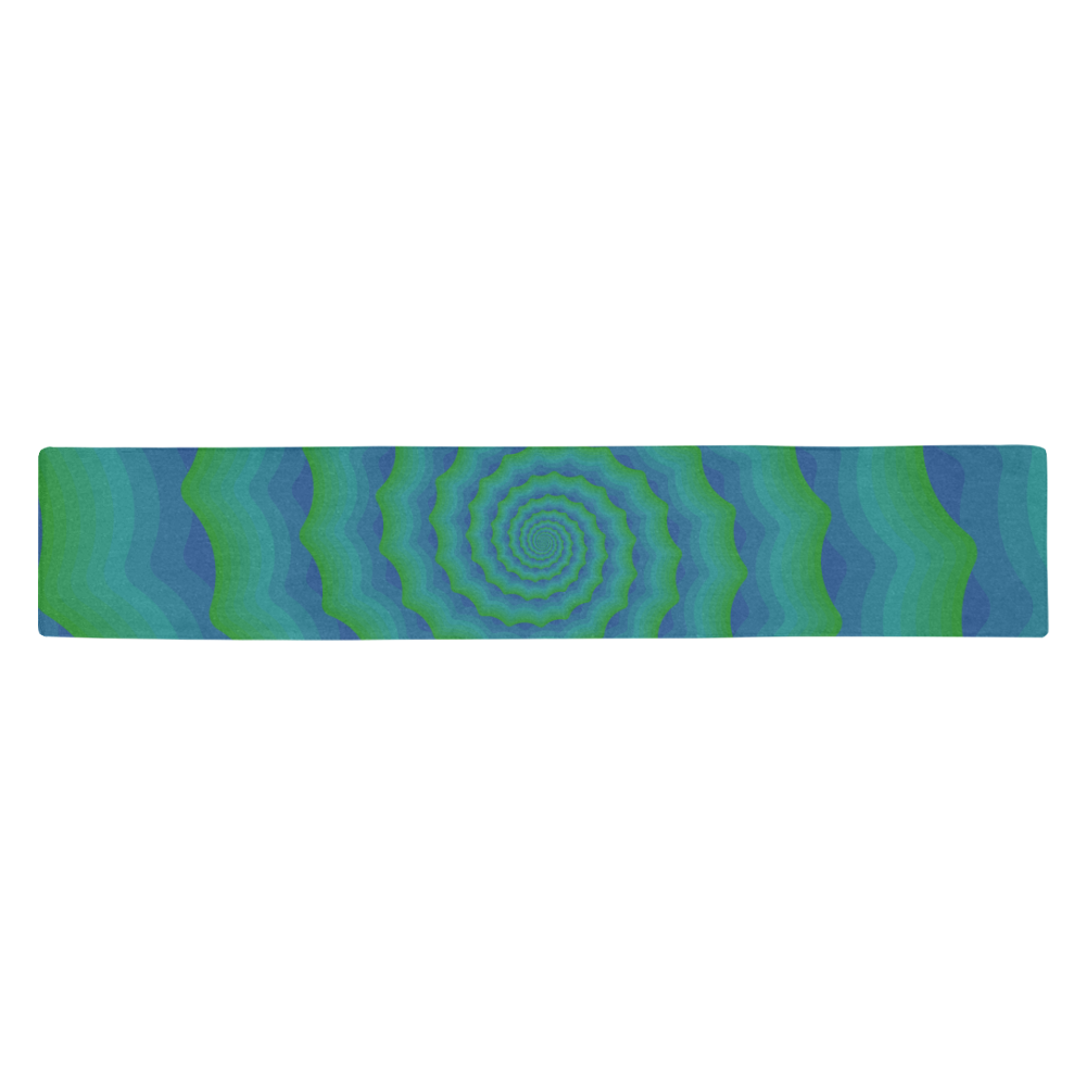 Green blue spiral shell Table Runner 14x72 inch