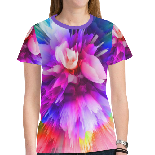 3d flower New All Over Print T-shirt for Women (Model T45)
