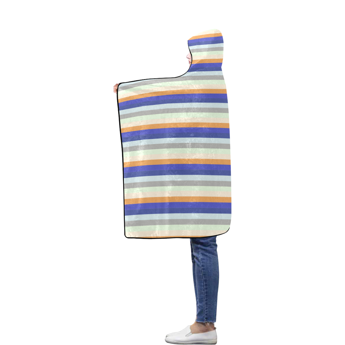 Fun Stripes 3 Flannel Hooded Blanket 40''x50''