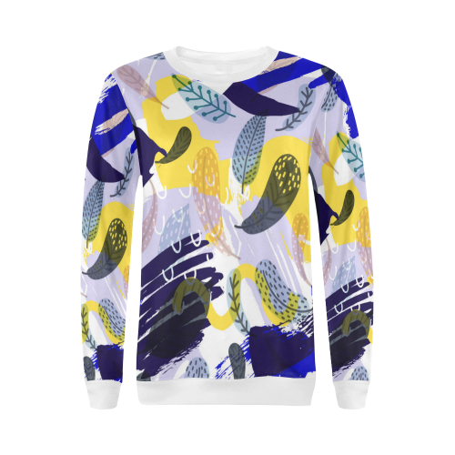 feathers All Over Print Crewneck Sweatshirt for Women (Model H18)