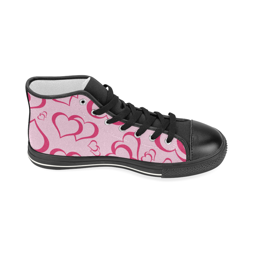 Pinky Blush Hearts Women's Classic High Top Canvas Shoes (Model 017)