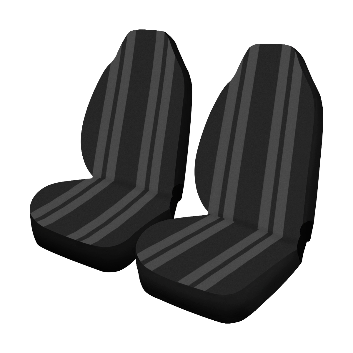 Gray/Black Vertical Stripes Car Seat Covers (Set of 2)