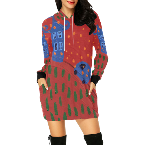 almost home All Over Print Hoodie Mini Dress (Model H27)