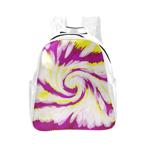 Pink Yellow Tie Dye Swirl Abstract Multi-Pockets Backpack (Model 1636)