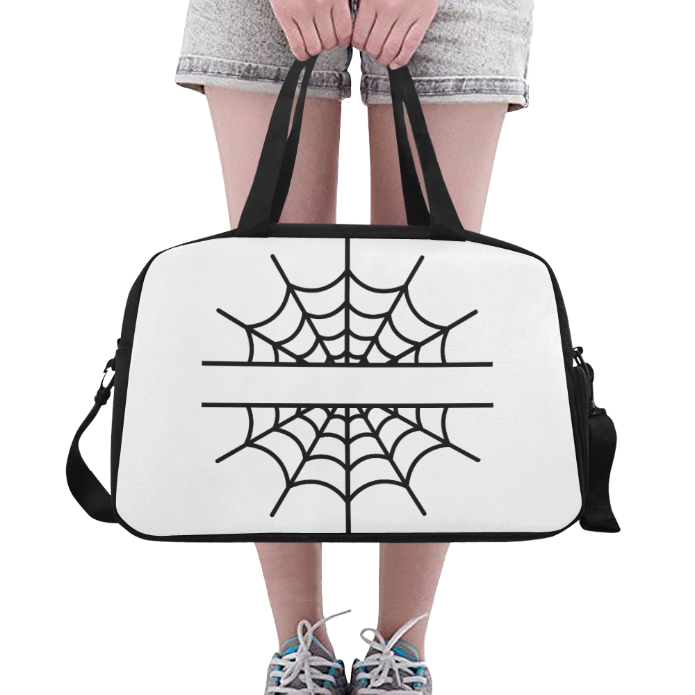Spiderweb White Fitness Handbag (Model 1671)