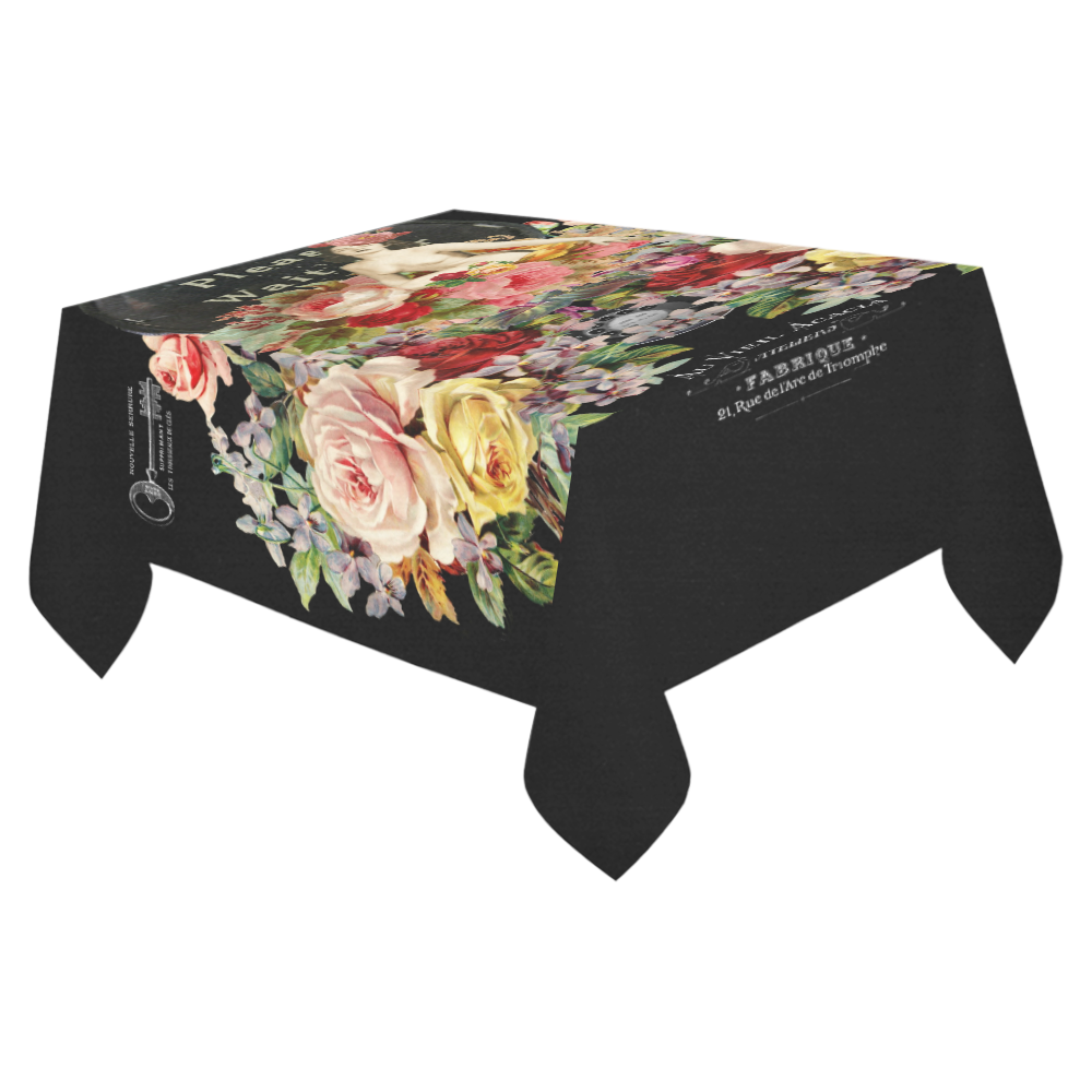 Nuit des Roses Revisited Cotton Linen Tablecloth 52"x 70"