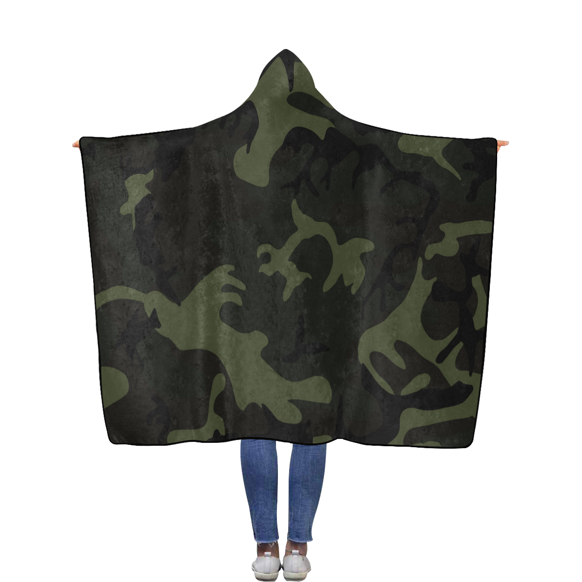 Camo Green Flannel Hooded Blanket 56''x80''