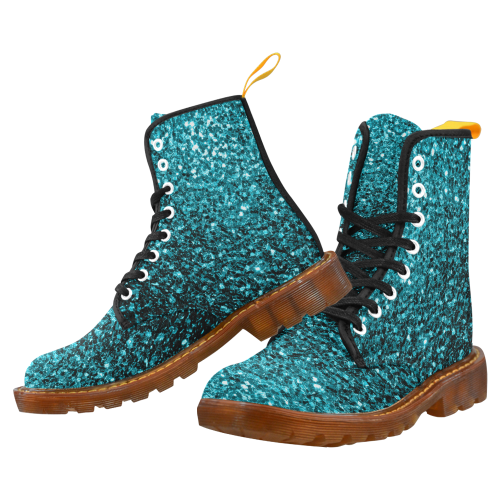 Beautiful Aqua blue glitter sparkles Martin Boots For Women Model 1203H