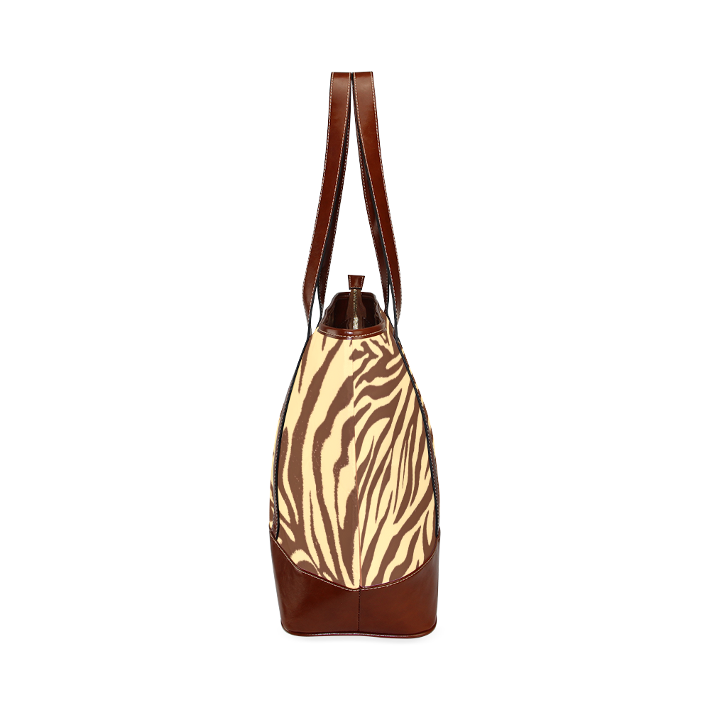 zebra 2 shades of brown Tote Handbag (Model 1642)