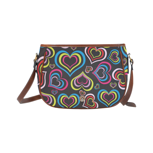 Multicolor Hearts Saddle Bag/Large (Model 1649)