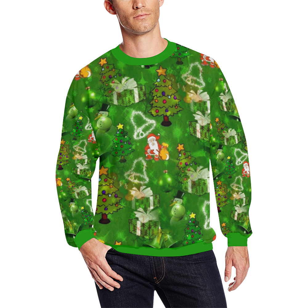 Green Christmas Popart by Nico Bielow All Over Print Crewneck Sweatshirt for Men (Model H18)