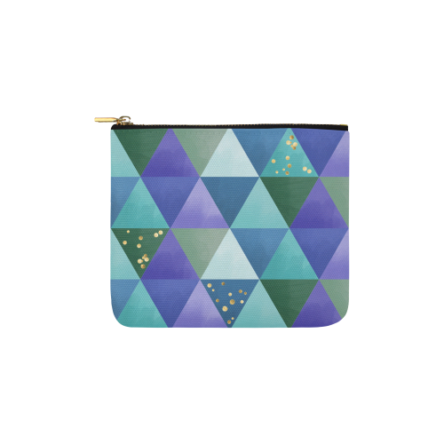 Triangle Pattern - Blue Violet Teal Green Carry-All Pouch 6''x5''