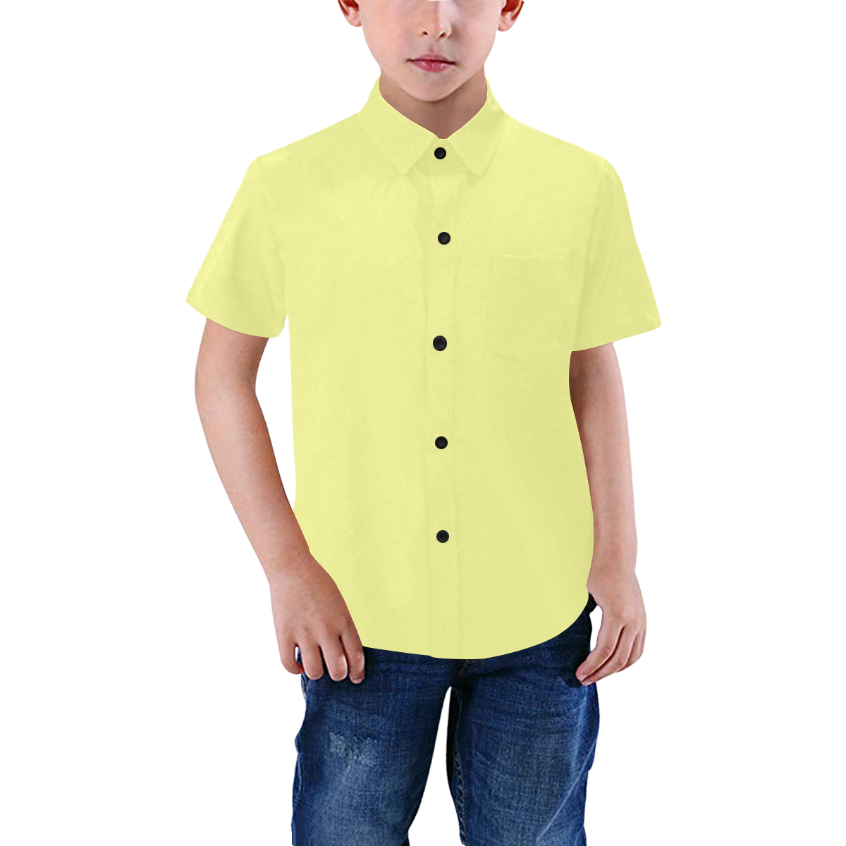 color canary yellow Boys' All Over Print Short Sleeve Shirt (Model T59)