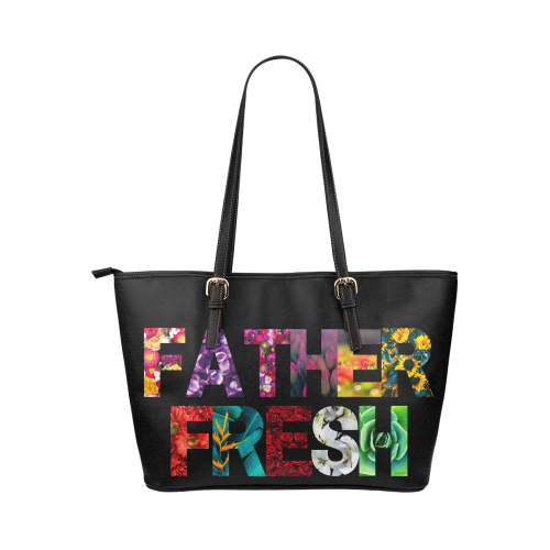 Father Fresh Floral Leather Tote Bag/Large (Model 1651)