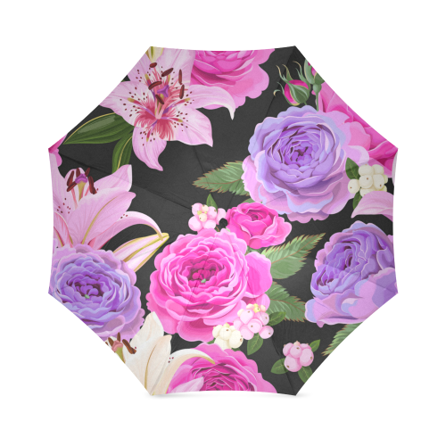 Pink and Purple Roses Foldable Umbrella (Model U01)