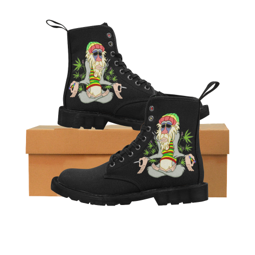 Hippie Ganja Guru Black Martin Boots for Women (Black) (Model 1203H)