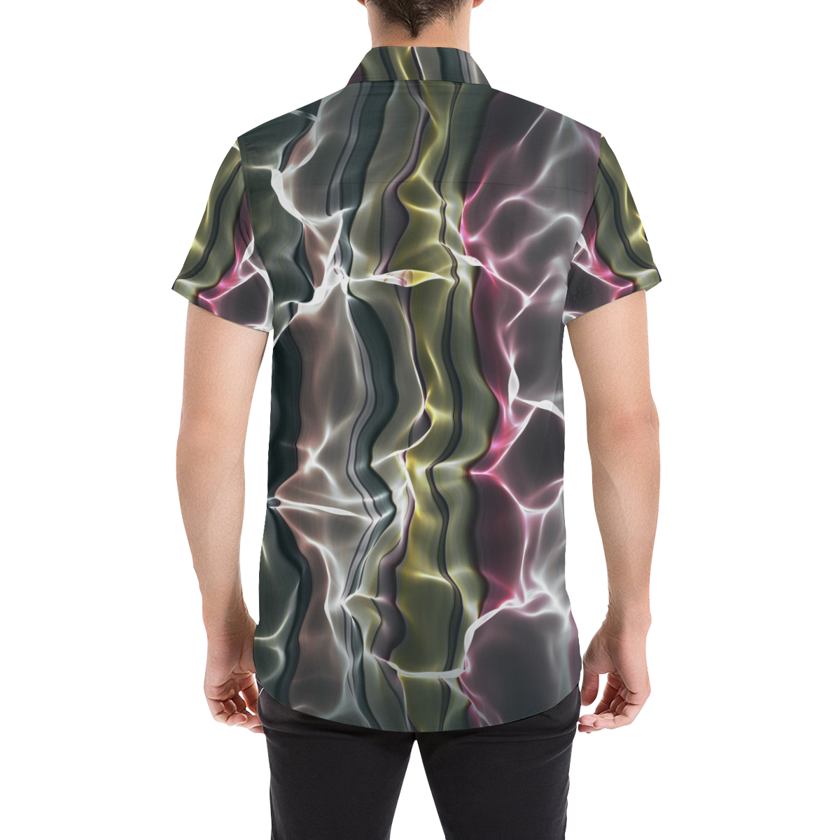 Abstract Wavy Mesh Men's All Over Print Short Sleeve Shirt (Model T53)