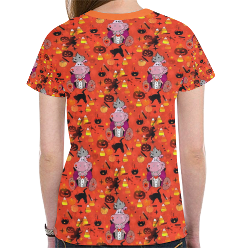 Halloween Hippo by Nico Bielow New All Over Print T-shirt for Women (Model T45)
