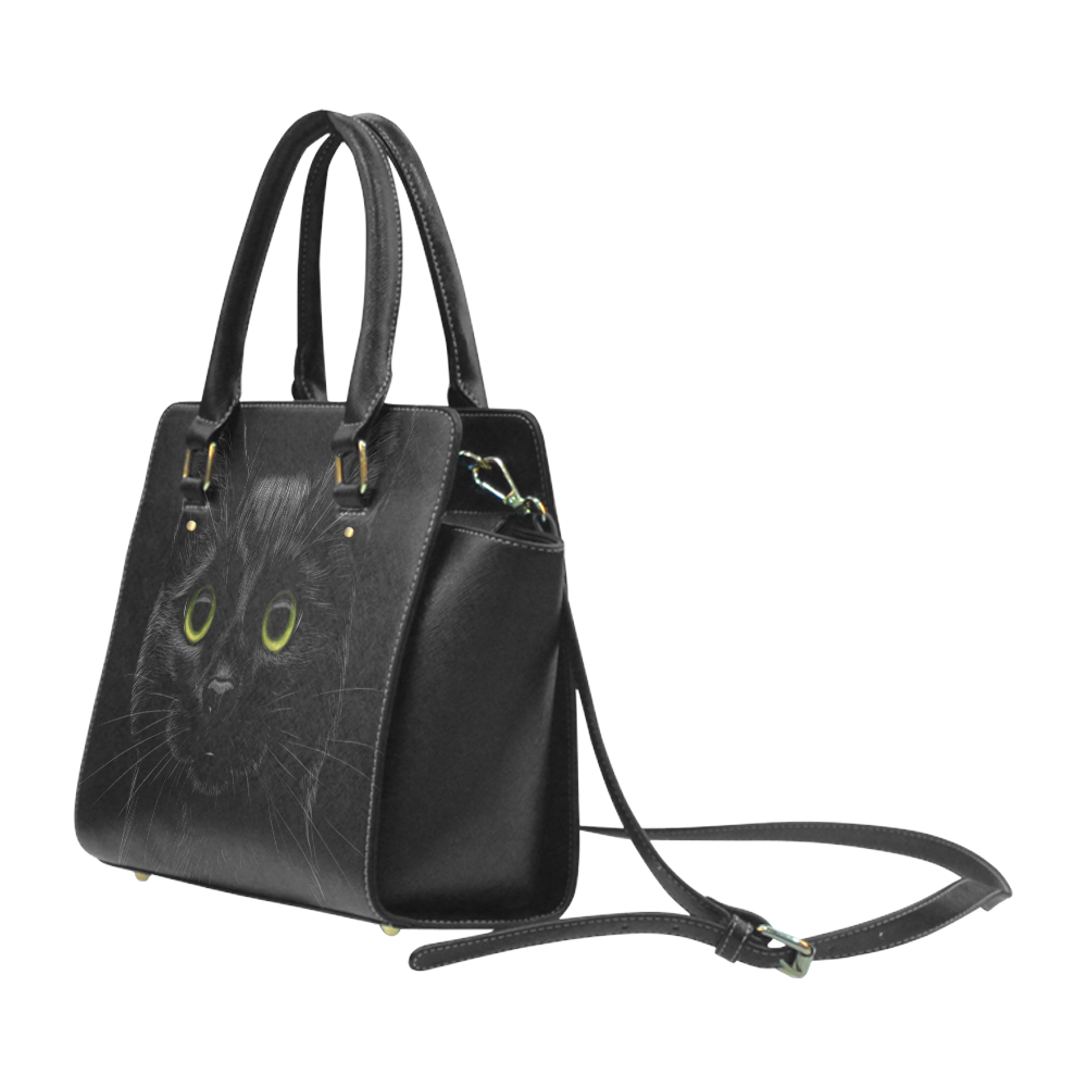 Black Cat Classic Shoulder Handbag (Model 1653)