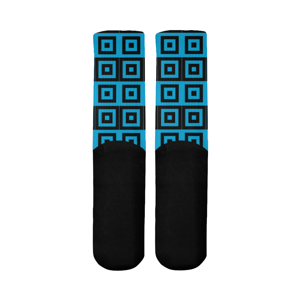 Blue-Black Pattern Mid-Calf Socks (Black Sole)