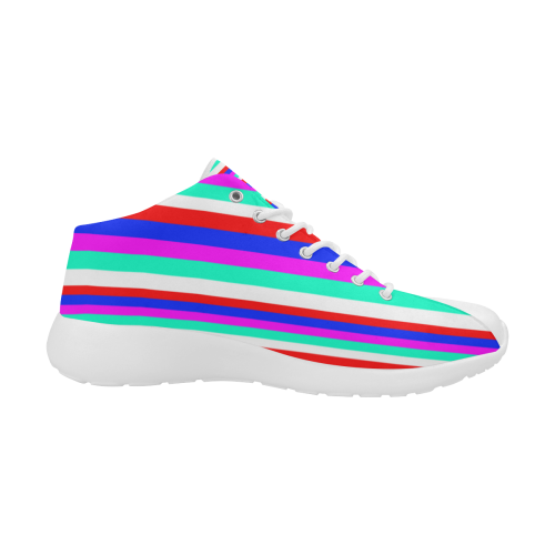 Colored Stripes - Fire Red Royal Blue Pink Mint Wh Women's Basketball Training Shoes (Model 47502)