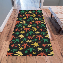 Cannabis Pattern Area Rug 7'x3'3''