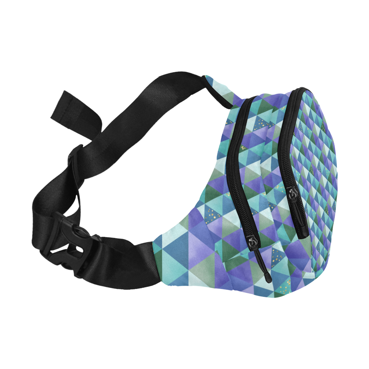 Triangle Pattern - Blue Violet Teal Green Fanny Pack/Small (Model 1677)
