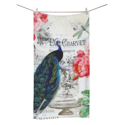 peacock and roses Bath Towel 30"x56"