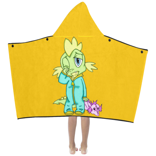 Sleepy Dinosaur Yellow Kids' Hooded Bath Towels