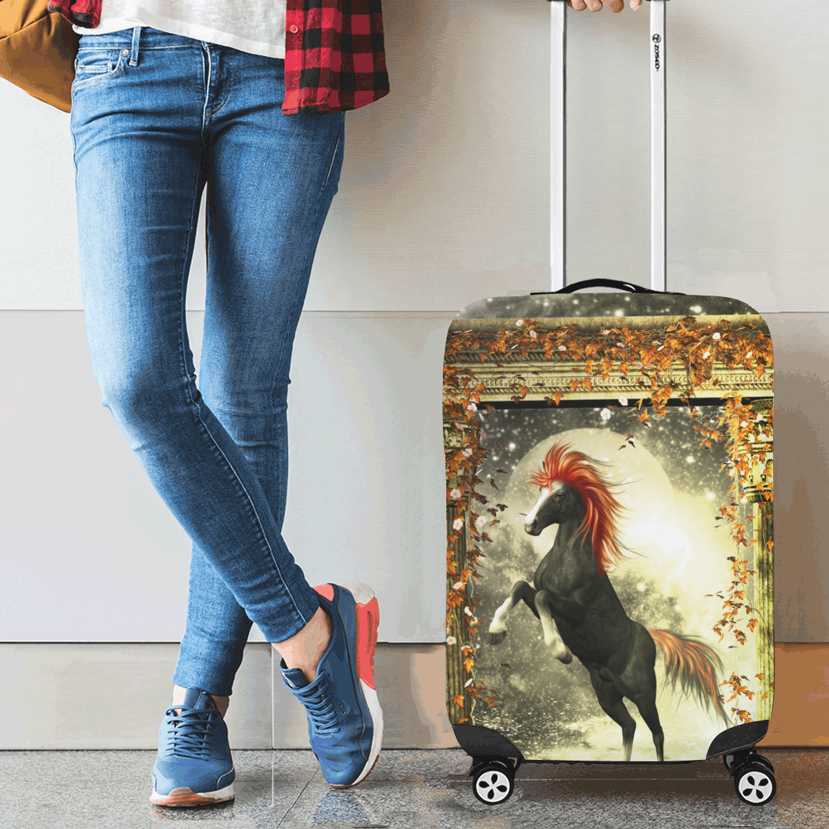 Wild horse in a fantasy world Luggage Cover/Small 18"-21"
