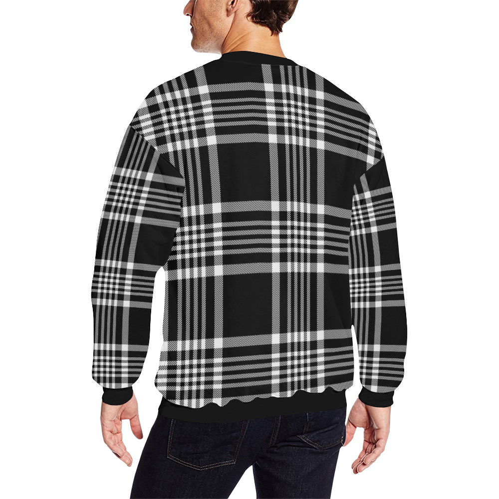 stripe bw All Over Print Crewneck Sweatshirt for Men (Model H18)