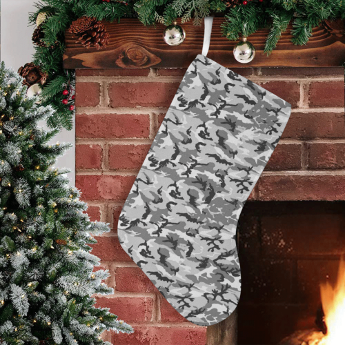 Woodland Urban City Black/Gray Camouflage Christmas Stocking (Without Folded Top)