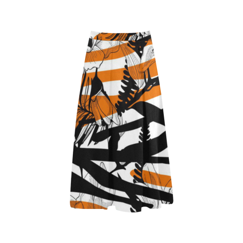 Floral Tiger Print Aoede Crepe Skirt (Model D16)