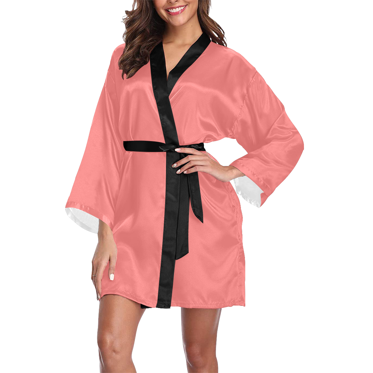 color light red Long Sleeve Kimono Robe