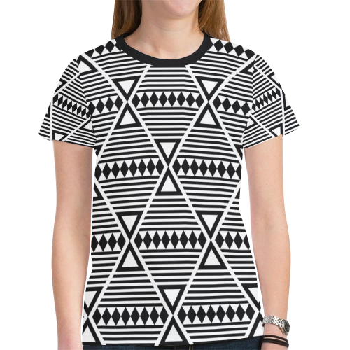 Black Aztec Tribal New All Over Print T-shirt for Women (Model T45)