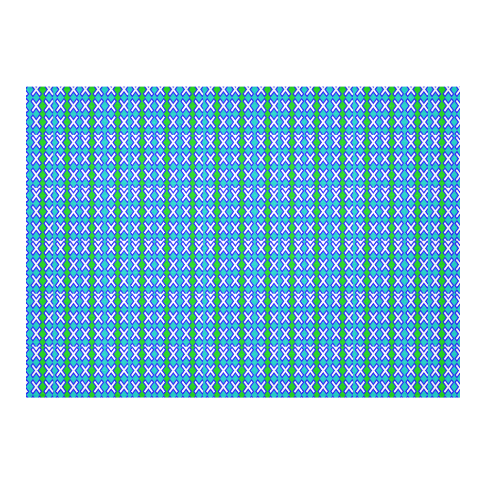 Blue Old School Mod Cotton Linen Tablecloth 60"x 84"