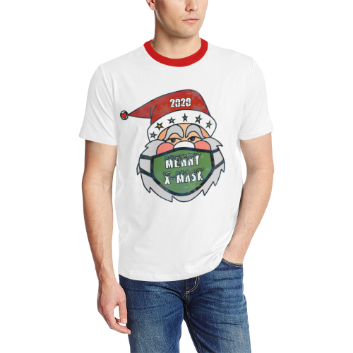 X Mask Christmas by Nico Bielow Men's All Over Print T-Shirt (Solid Color Neck) (Model T63)