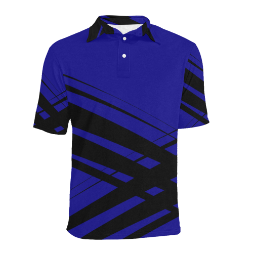 Black Diagonal Criss Cross Men's All Over Print Polo Shirt (Model T55)