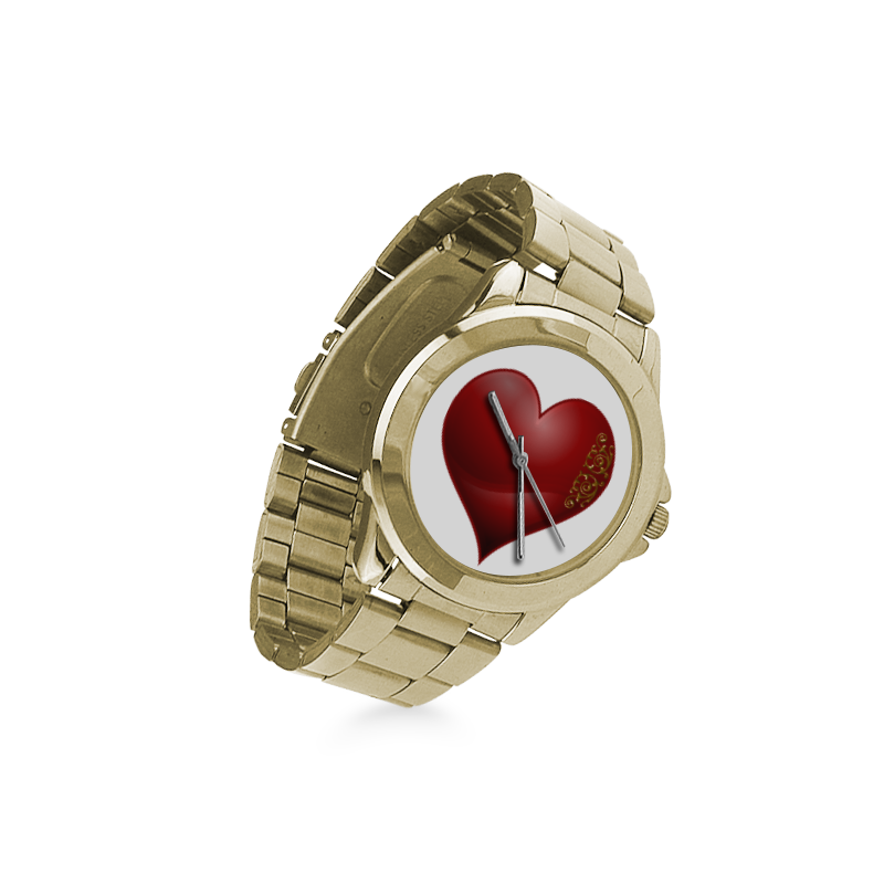 Heart  Las Vegas Symbol Playing Card Shape (White) Custom Gilt Watch(Model 101)
