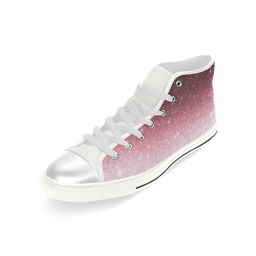 rose gold Glitter gradient High Top Canvas Shoes for Kid (Model 017)