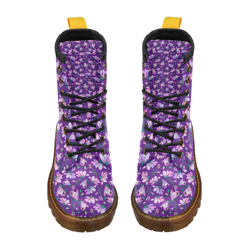 Purple Spring High Grade PU Leather Martin Boots For Women Model 402H