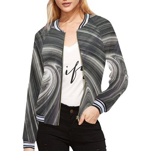 Swirl All Over Print Bomber Jacket for Women (Model H21)